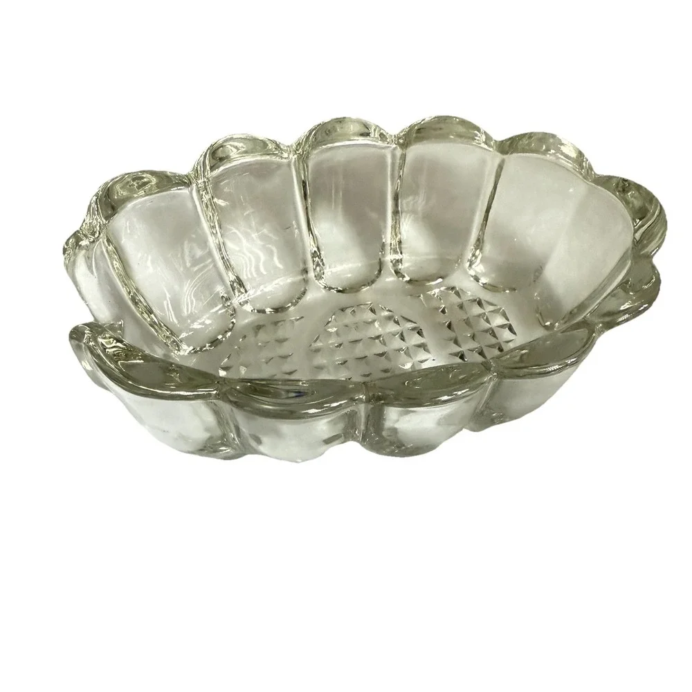 MCM‎ Princess House Vintage Spoon Holder with Slot Ribbed Thick Clear Glass